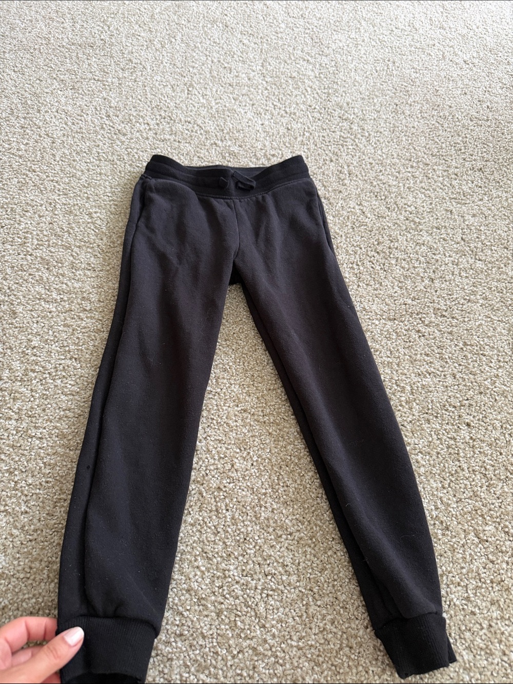 H&M Black Kids Fleece Joggers with Ribbed Cuffs